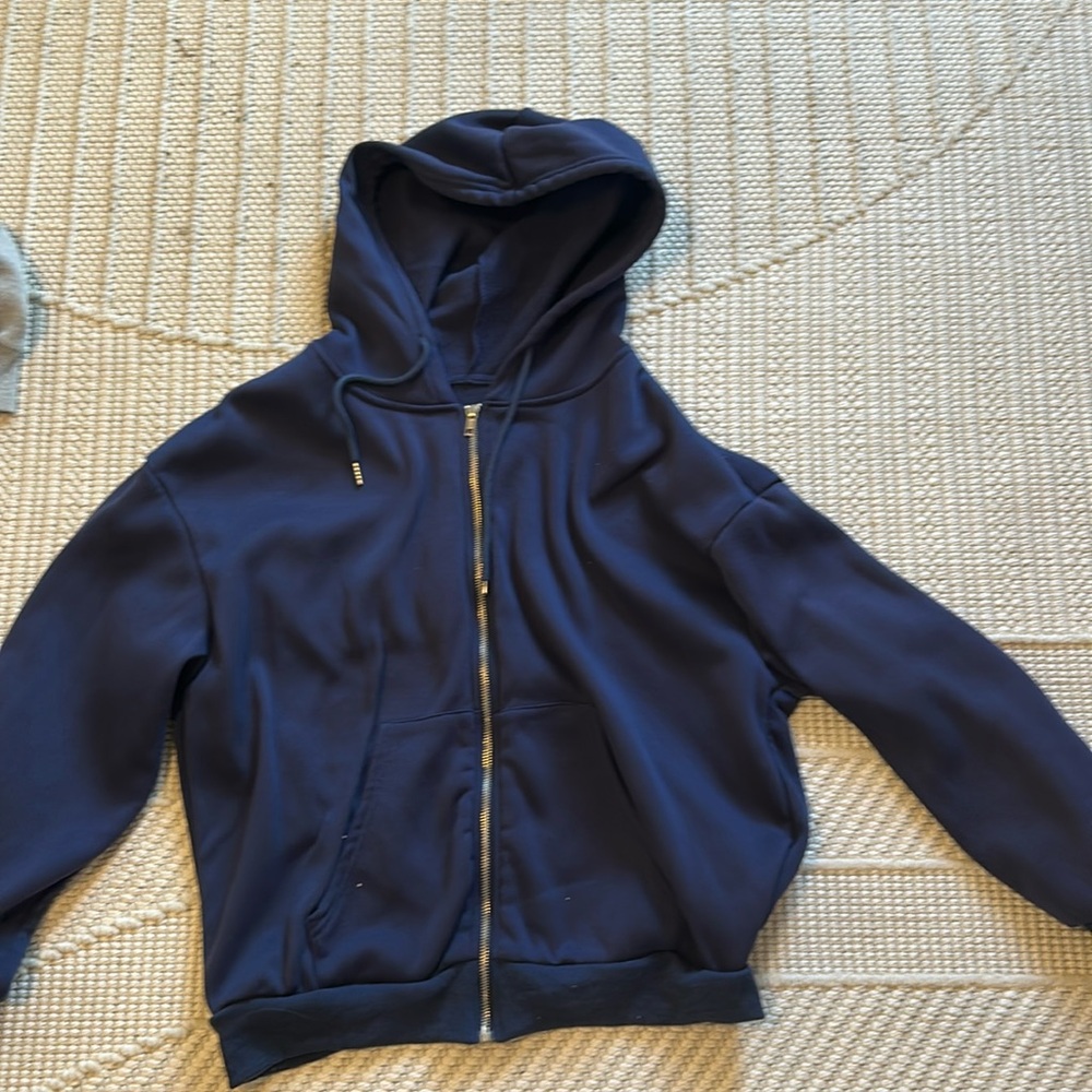 navy blue zip up
